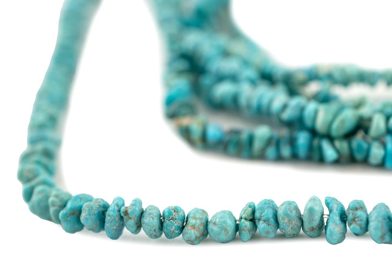 Blue Turquoise Chip Beads: Natural Stone Crafting Supplies for Jewelry Making, 4mm | 16 Inch Strand